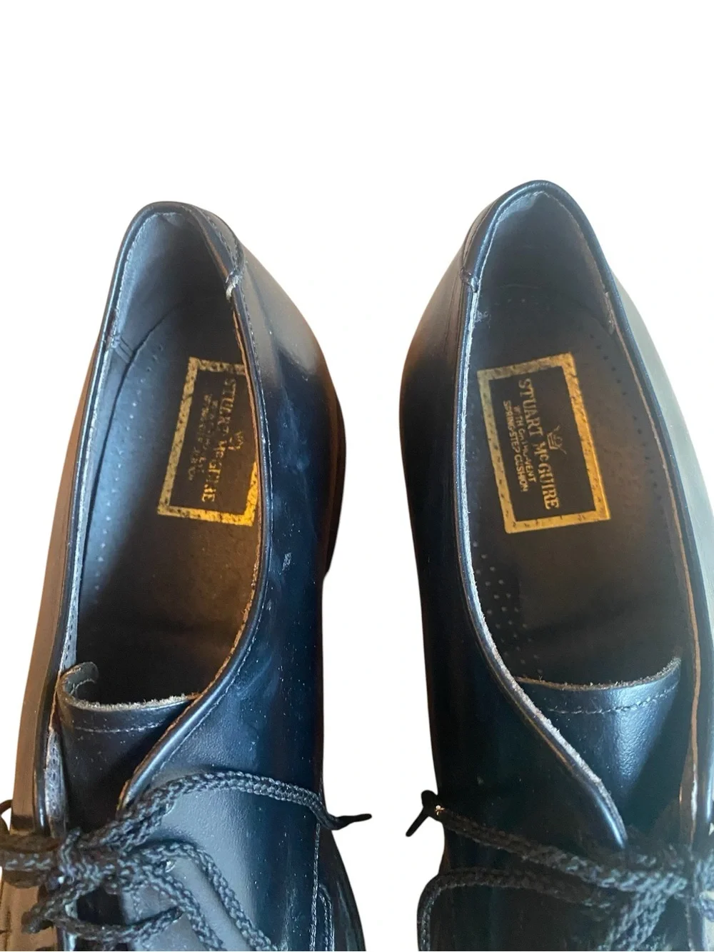 Stuart McGuire Vintage Men's  Derby Black Leather Lace-Up Dress Shoes Size 9.5